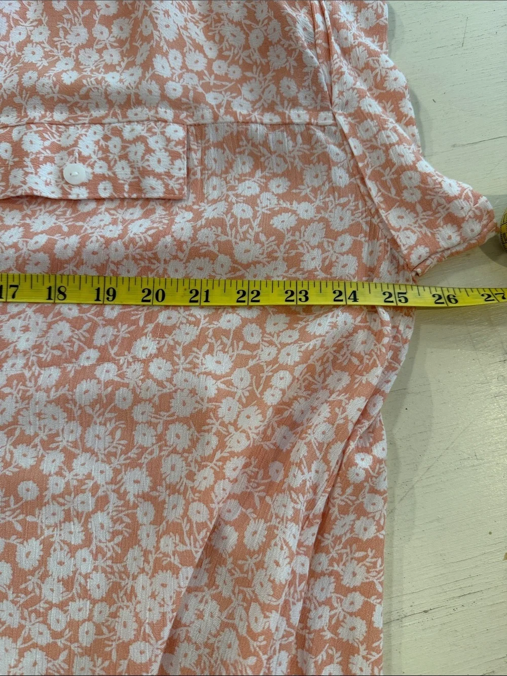 NWT-Lost + Wander Floral Button Front Mini Shirt Dress XS/S NWT Peach Whte Rayon - Picture 12 of 13